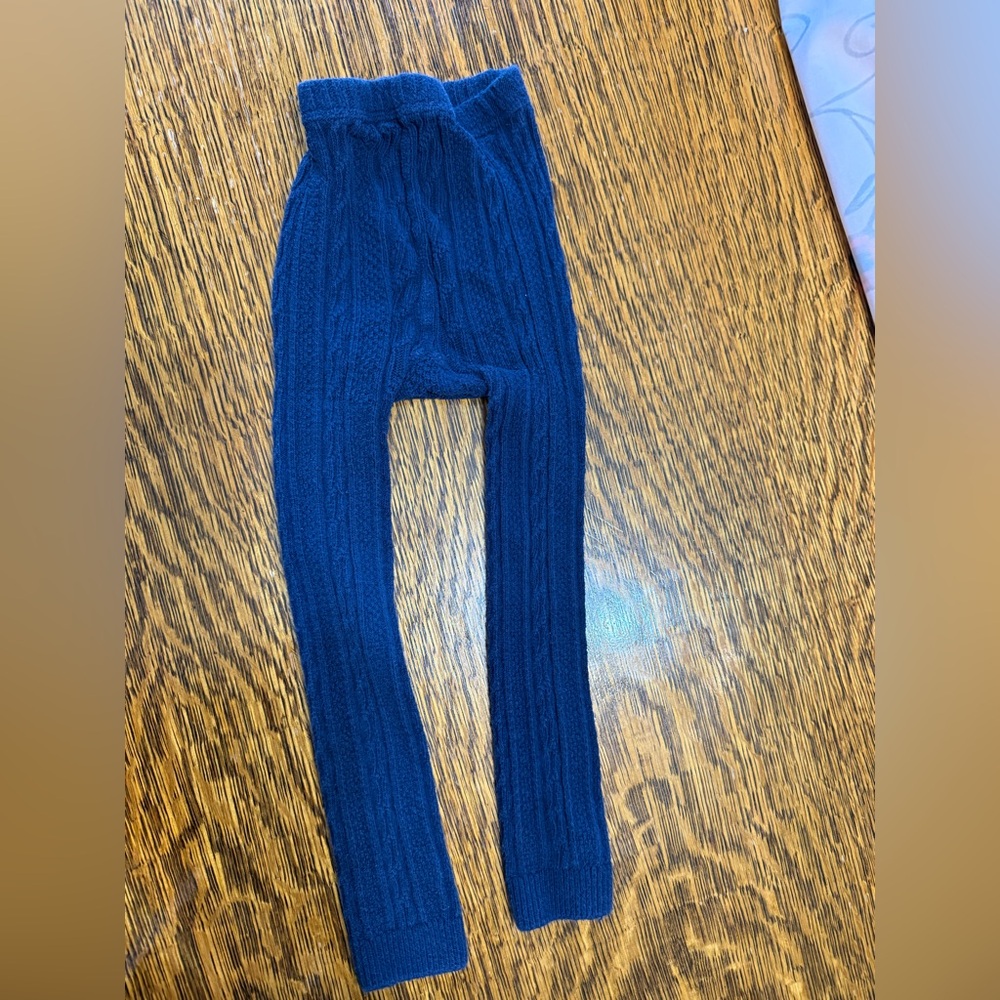 Mini Boden Navy Blue Kids Cable Knit Footless Tights 4-5
